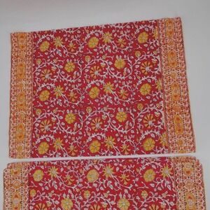 Pottery Barn Scarlett Red Floral Cotton Placemats Set of 6 Block Print 14x20 B